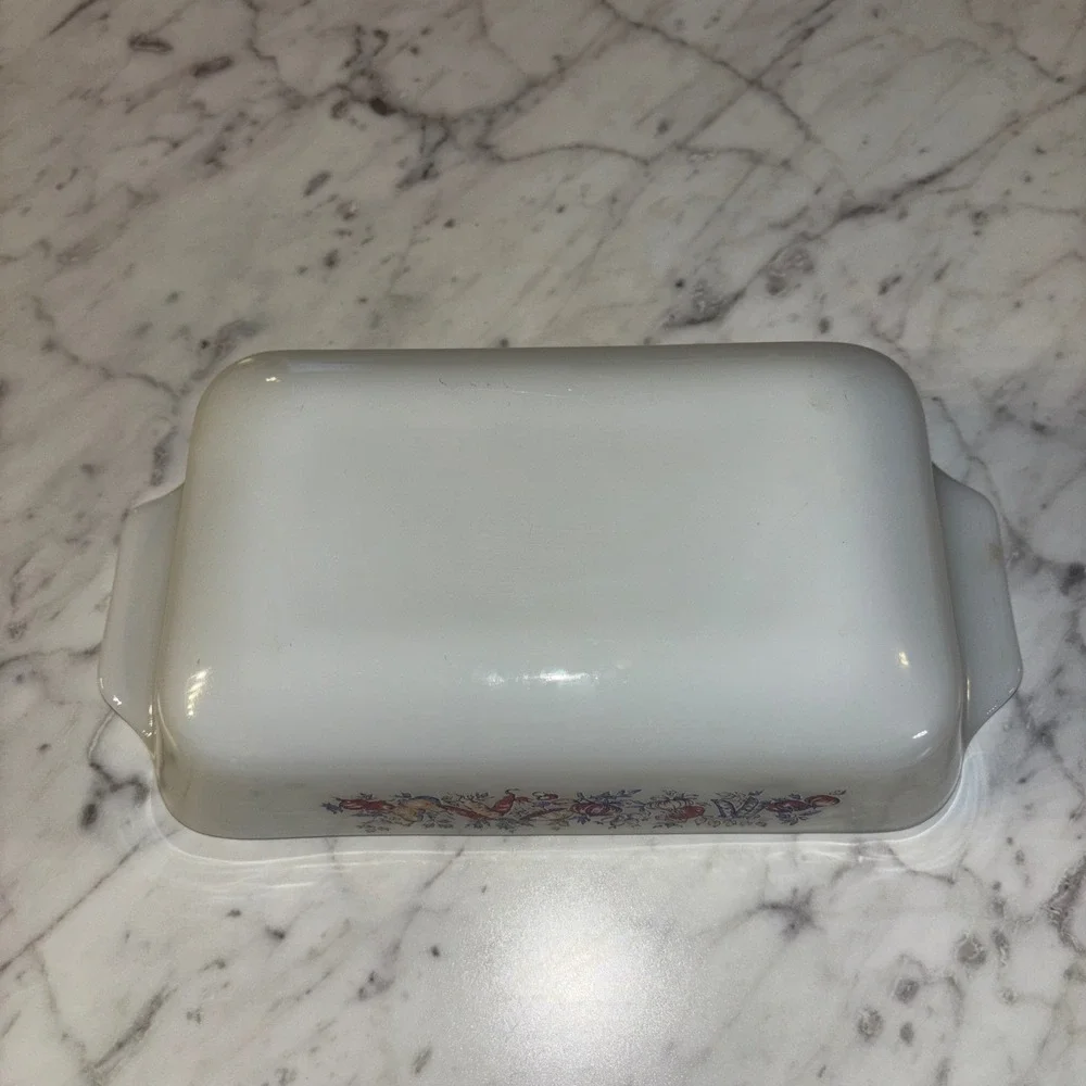 Vintage Corning Ware Garden Harvest‎ Milk Glass Loaf Pan 1.5 Qt Baking Dish USA
